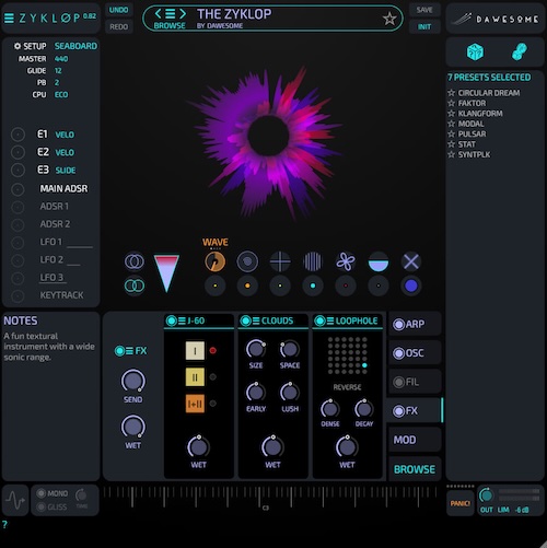 Tracktion「Dawesome Zyklop」MYTH譲りのリシンセシス搭載・軽量・高音質！直感的操作と125の高品質プリセットが揃った“音遊び”特化型シンセ｜DTMプラグインセール