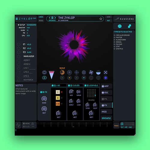 Tracktion「Dawesome Zyklop」MYTH譲りのリシンセシス搭載・軽量・高音質！直感的操作と125の高品質プリセットが揃った“音遊び”特化型シンセ｜DTMプラグインセール