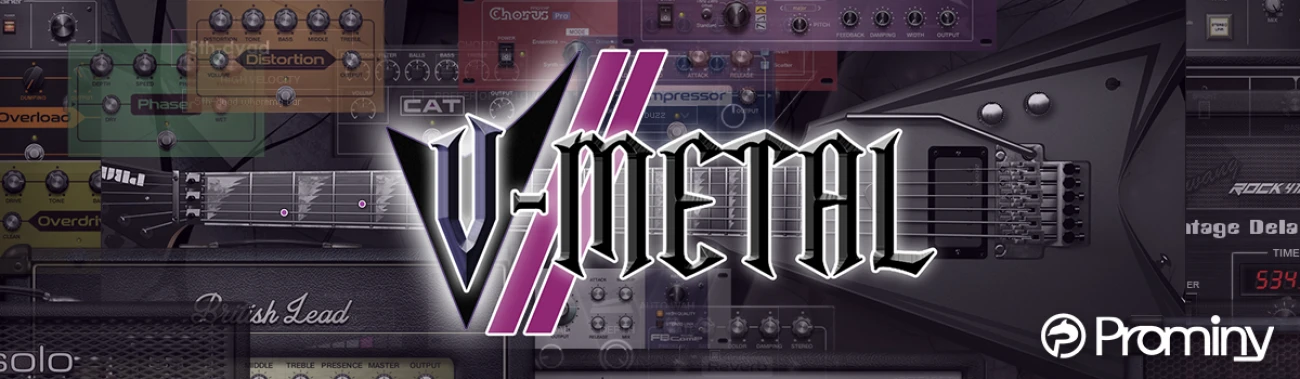 Prominy「V-Metal 2」EMG搭載のESP Alexi Blackyから捉えた47,000以上のサンプルと22GBの生々しいソニック・ディテールで、妥協のないリアリズムと表現力豊かなパワーを提供するメタルギター音源｜DTMプラグインセール