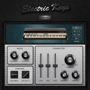 MeldaProduction「Electric Keys - Tines」70年代後半から80年代初頭のメカニカルな魂と現代の精密さを融合し、一世代を定義したベルのようなトーンとグリッティなバークを提供するエレクトリックピアノの決定版｜DTMプラグインセール
