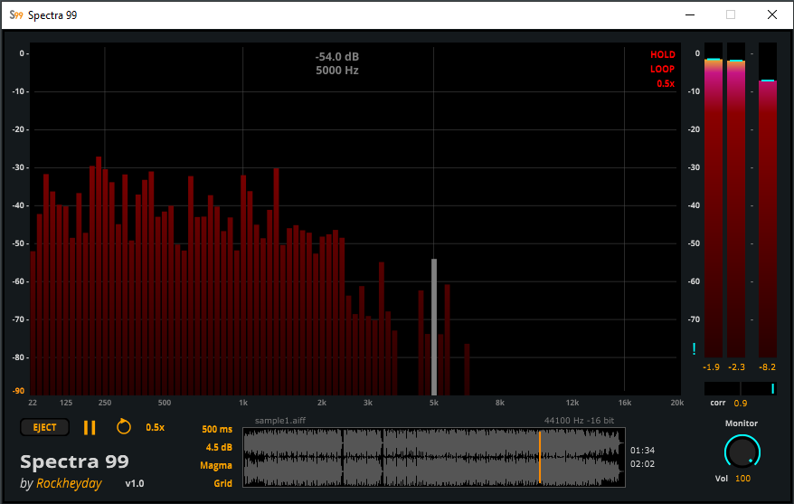 Rockheyday「SPECTRA 99」視覚でミックスの課題が一目瞭然！99バンド×高解像度FFTで実現する、音を“聴く”から“視る”スペクトラムアナライザー｜DTMプラグインセール