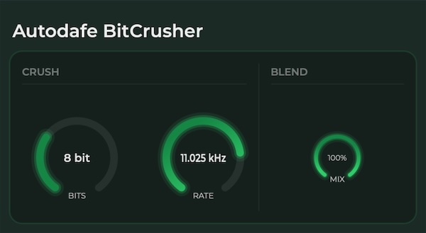 Autodafe「Autodafe Bitcrusher」ビット深度・サンプルレート・Mix調整で思い通りの劣化サウンドを作れる、軽量ビットクラッシャー｜DTMプラグインセール