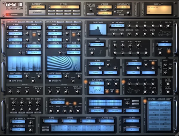 Tone2「Gladiator 4」1200以上の卓越したプリセットのインスパイアリング・ライブラリーを搭載!HCM技術で網羅的なシンセシス手法を自由に組み合わせ可能な非常にパワフルなシンセサイザー|DTMプラグインセール