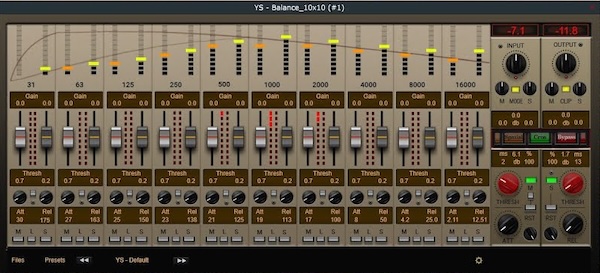YS Plugins「YS - Balance 10x10_v1.0.0」10バンドのダイナミックEQを搭載!ステレオ/モノ/M/S対応であらゆる音作りに対応する高性能イコライザー|DTMプラグインセール