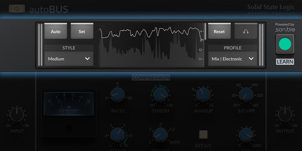 Solid State Logic「SSL autoBUS」SSL 4000 Gコンソールのバス・コンプレッサーとsonibleのAI解析を融合！ソース特性を検出し、最適なバス・コンプレッション設定をおすすめするインテリジェント・ツール｜DTMプラグインセール