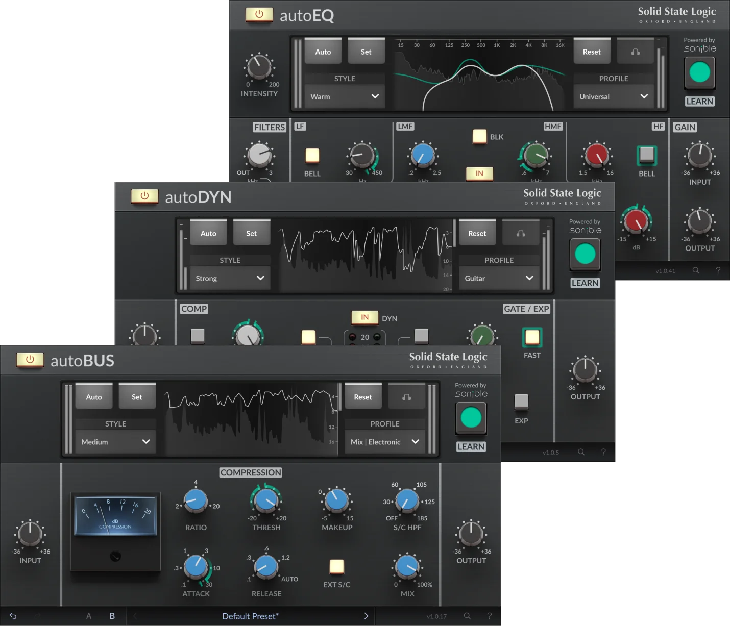 Solid State Logic「SSL autoSeries Bundle」SSLの伝説的アナログコンソールサウンドとsonibleのAIアシストが融合！EQ・コンプ・バス処理をAIが提案してくれる革新的プラグインバンドル｜DTMプラグインセール