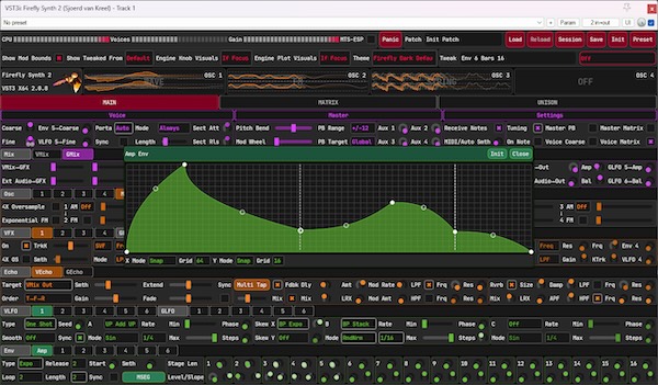 Sjoerd van Kreel「Firefly Synth 2」マトリックスモジュレーション、パーボイスエフェクト、マルチタップディレイ…無料とは思えない圧倒的クオリティのセミモジュラー型シンセ｜DTMプラグインセール