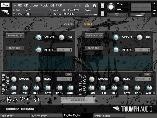 Triumph Audio「Kev’s Drum Kit」たった一つのドラムキットから40種類以上のサウンドが生まれる!ループ600種、パルス80種、WAV840ファイル搭載でロックからシネマティックまで幅広く対応する万能ドラム音源|DTMプラグインセール