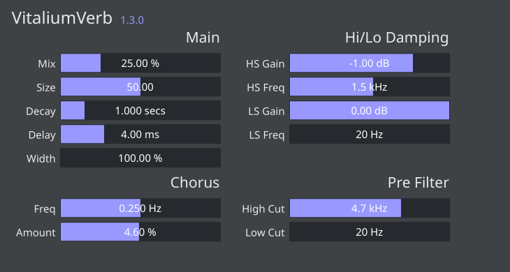 BillyDM「VitaliumVerb」VitalのリバーブをDAWで単体使用できる時代へ！Rustで再構築された高性能・高音質・完全無料のリバーブプラグイン｜DTMプラグインセール