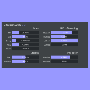 BillyDM「VitaliumVerb」VitalのリバーブをDAWで単体使用できる時代へ！Rustで再構築された高性能・高音質・完全無料のリバーブプラグイン｜DTMプラグインセール