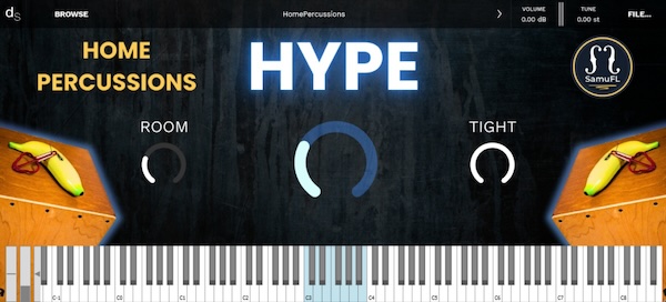 SamuFL「SamuFL’s Home Percussions」カホン・口琴・バナナシェイカーなど、家庭にある身近な楽器だけを使って、オーガニックな打楽器サウンドとシネマティックなパッド音源を同時に楽しめるサンプルパック｜DTMプラグインセール