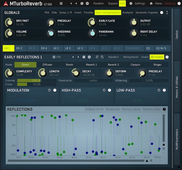 MeldaProduction「MTurboReverb」単一プラグインに約100の素晴らしいサウンドのリバーブを搭載し、独自のリバーブ・アルゴリズムをデザインすることさえ可能にする革命的アルゴリズミック・リバーブ｜DTMプラグインセール