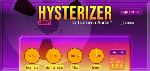 Cotorro Audio「Hysterizer Light」耳障りなピークを滑らかに処理して、音のまとまりとプロっぽさを実現する無料トランジェント用VSTプラグイン｜DTMプラグインセール