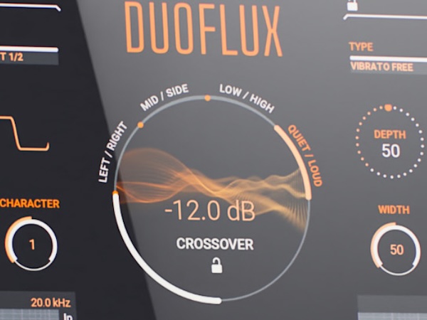 United Plugins「DuoFlux」2つの独立したモジュレーションユニットと4つの信号分割方式を組み合わせ、低域にはクリーンなモジュレーション、高域にはヴィンテージなテープ・ワウを適用といった、複雑なサウンドデザインを実現する次世代デュアル・モジュレーション・プラグイン｜DTMプラグインセール