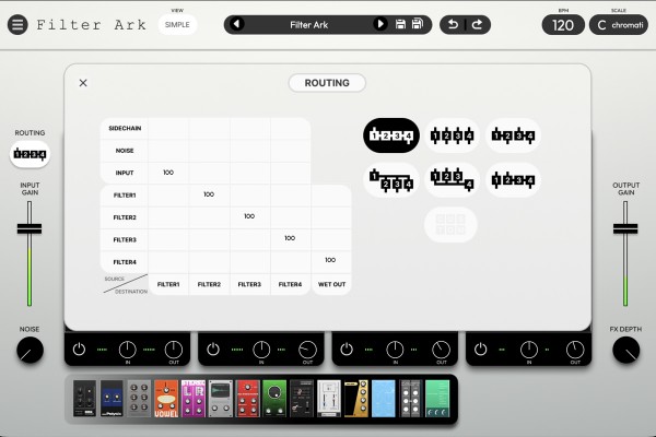 KORG「Filter Ark」MS-20の荒々しいドライブ、Polysixの滑らかなスイープ、miniKORG 700sの温かみ、ARP ODYSSEYの鋭いレゾナンス！シンセサイザー史を彩った伝説的フィルターを忠実に再現し、最大4つのフィルターを自在にルーティングできる次世代フィルター｜DTMプラグインセール