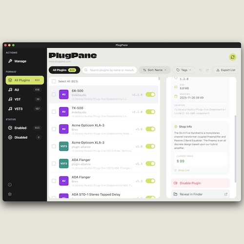 「PlugPane」Macで増えすぎたAU/VST/VST3プラグインを整理・可視化・重複検出・無効化まで一括管理できる最強ツール｜DTMプラグインセール