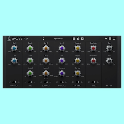 AudioThing「Space Strip」6つのモジュールをシンプルなドラッグ&ドロップで自由に並び替え！シンセやキーボードに奥行きと空間を加えることに特化し、柔軟性の高いモジュラー・マルチエフェクト・チャンネルストリップ｜DTMプラグインセール