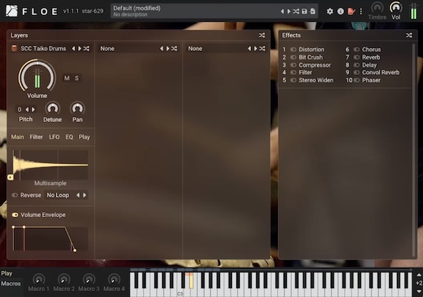 Floe「Taiko Drums」和風サウンド制作の第一歩はここから！マルチサンプル対応でロールも簡単に演奏できるリアルな和太鼓音源｜DTMプラグインセール