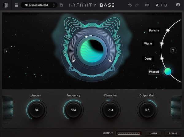 Slate Digital「Infinity Bass」4つのモードと、Frequency、Listen、Characterコントロール、レスポンシブな視覚化機能で、ベースラインやキックに深みと温かみを加え、欠けているサブハーモニクスを生成する、スーパーチャージド・サウンド・スカルプター｜DTMプラグインセール