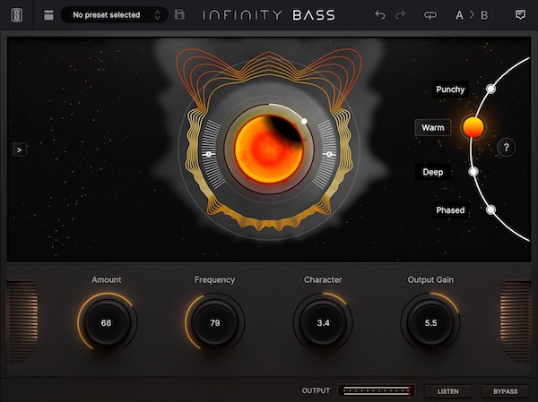 Slate Digital「Infinity Bass」4つのモードと、Frequency、Listen、Characterコントロール、レスポンシブな視覚化機能で、ベースラインやキックに深みと温かみを加え、欠けているサブハーモニクスを生成する、スーパーチャージド・サウンド・スカルプター｜DTMプラグインセール