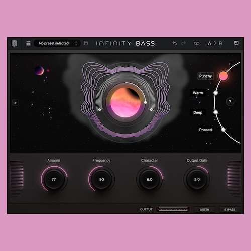 Slate Digital「Infinity Bass」4つのモードと、Frequency、Listen、Characterコントロール、レスポンシブな視覚化機能で、ベースラインやキックに深みと温かみを加え、欠けているサブハーモニクスを生成する、スーパーチャージド・サウンド・スカルプター｜DTMプラグインセール