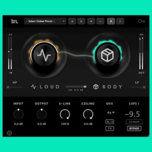 BeatSkillz「LoudBody」適応型ハイブリッド・リミッティングがオーディオ特性に基づいてピーク・リミッティングとソフトクリッピングを動的にブレンドし、パンチ・明瞭さ・音楽性を維持しながら商業的音圧を実現するマスターグレード・リミッター｜DTMプラグインセール