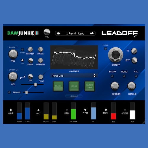 DAWJunkie「LeadOff Jr」Wavetableシンセの入門に最適！無料とは思えない音圧と操作性を備えたリード専用プラグイン｜DTMプラグインセール