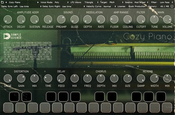 SampleScience「Cozy Piano」徴を紹介 チル、アンビエント、映像音楽に映える！ローファイな温もりと自然な空間感を両立したアップライトピアノ音源｜DTMプラグインセール