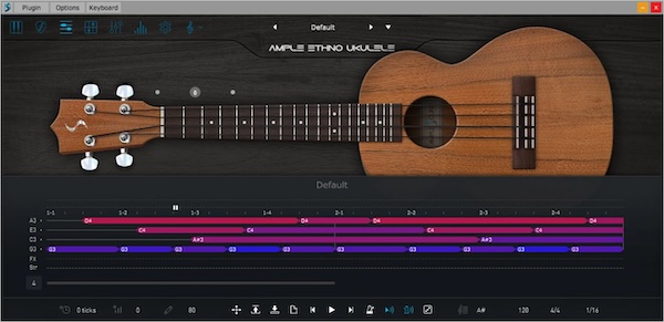 Ample Sound「Ample Ethno Ukulele」ハワイアン・ウクレレKamaka HF-3の温かく本格的なトーンを忠実に再現！繊細なソロラインからレイヤード・リズムパートまで対応する高品質ウクレレ音源｜DTMプラグインセール