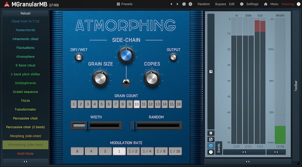 MeldaProduction「MGranularMB」多機能グラニュラーエフェクト！リードをパッドに変換し、ドラムをパワフルにする極めて汎用性の高いグラニュラー・リシンセサイザー｜DTMプラグインセール