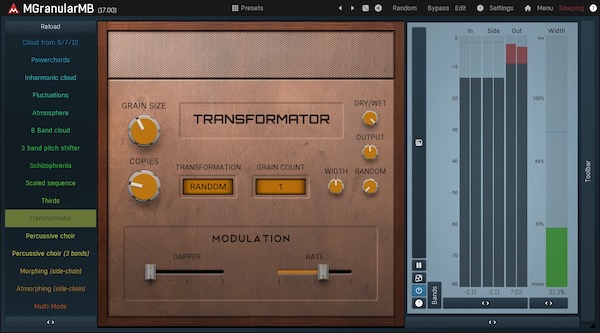 MeldaProduction「MGranularMB」多機能グラニュラーエフェクト！リードをパッドに変換し、ドラムをパワフルにする極めて汎用性の高いグラニュラー・リシンセサイザー｜DTMプラグインセール