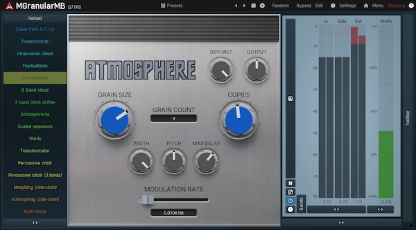 MeldaProduction「MGranularMB」多機能グラニュラーエフェクト！リードをパッドに変換し、ドラムをパワフルにする極めて汎用性の高いグラニュラー・リシンセサイザー｜DTMプラグインセール