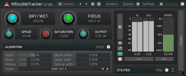 MeldaProduction「MDoubleTracker」DAWにエフェクトを挿入するだけで、左右チャンネルのピッチとディレイを変化させてビッグでワイドなサウンドを簡単かつ完璧なタイミングで生成！自然なサウンドの素晴らしい人工ステレオ・エキスパンダー｜DTMプラグインセール