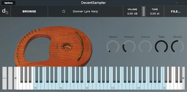 Necatuss「Donner Lyre Harp」アコースティックな表現力と自然なラウンドロビン収録で、繊細な演奏も思いのままの無料ライアーハープ音源｜DTMプラグインセール