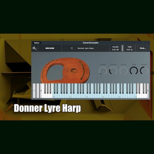 Necatuss「Donner Lyre Harp」アコースティックな表現力と自然なラウンドロビン収録で、繊細な演奏も思いのままの無料ライアーハープ音源｜DTMプラグインセール