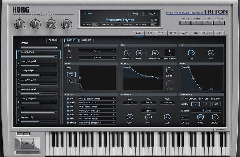 KORG「TRITON / TRITON Extreme」世界中のトップ・ミュージシャンに愛された名作TRITONシリーズを完全再現!4,000以上のサウンド・プログラム、サウンド・ブラウザ、EASYモード、デュアル・ポリフォニック・アルペジエーター搭載のシンセサイザー|DTMプラグインセール