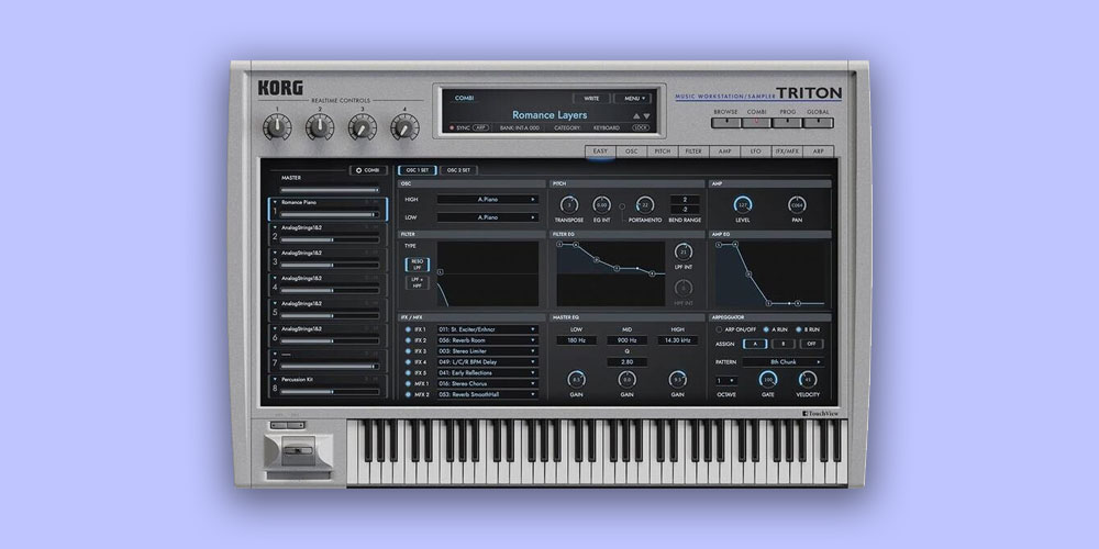 KORG「TRITON / TRITON Extreme」世界中のトップ・ミュージシャンに愛された名作TRITONシリーズを完全再現!4,000以上のサウンド・プログラム、サウンド・ブラウザ、EASYモード、デュアル・ポリフォニック・アルペジエーター搭載のシンセサイザー|DTMプラグインセール