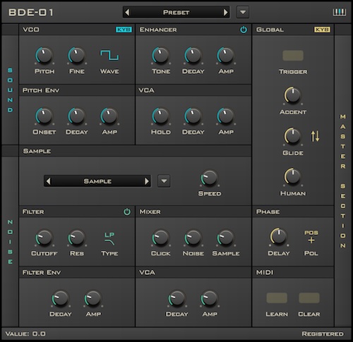 Synsonic Instruments「BDE-01」サンプルに頼らず理想のキックを構築できる！アナログ風から攻めのキックまで自在にデザイン可能なベースドラム専用シンセ｜DTMプラグインセール