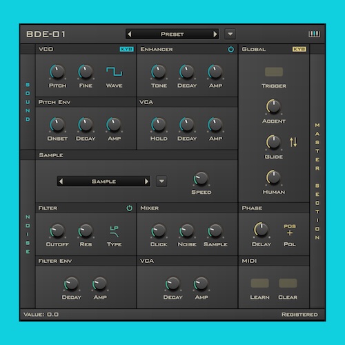 Synsonic Instruments「BDE-01」サンプルに頼らず理想のキックを構築できる！アナログ風から攻めのキックまで自在にデザイン可能なベースドラム専用シンセ｜DTMプラグインセール