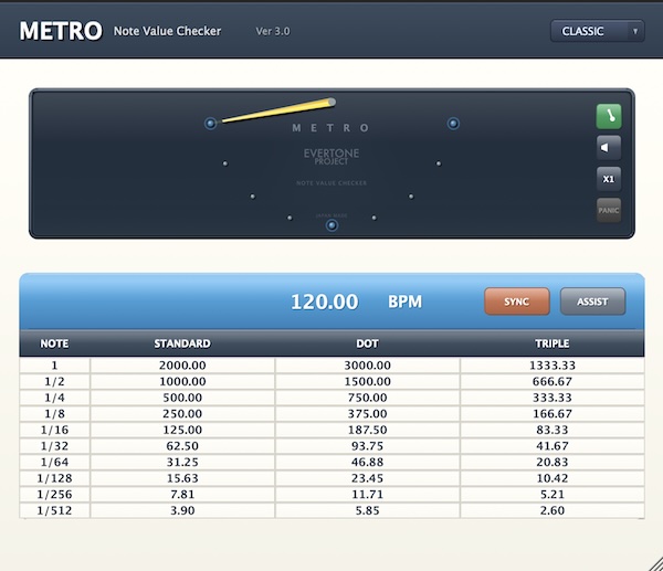 Evertone「Metro」BPMベースの音符値計算でミキシングやマスタリング時のエキスパンダー、コンプレッサーなどのエフェクトに使用するパラメータのベスト値候補を算出するプラグイン|DTMプラグインセール