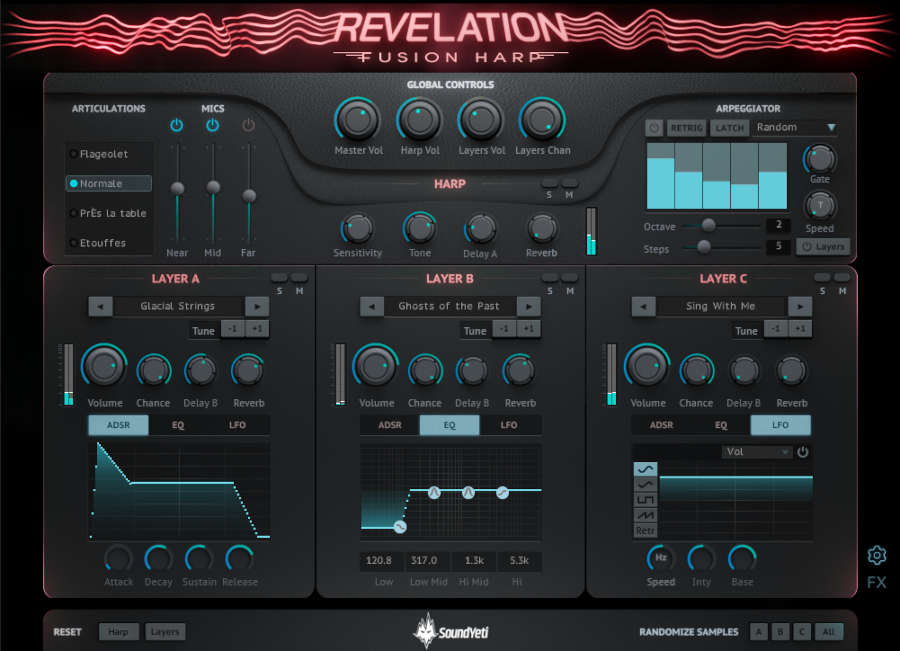 Sound Yeti「Revelation Fusion Harp」ハープの美しさとシンセの奥行きを同時に操る音源！3レイヤー構成・豊富なプリセット・高度なアルペジエーターを備えた次世代ハープ音源｜DTMプラグインセール