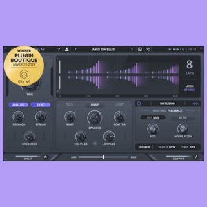 Minimal Audio「Cluster Delay」8つのディレイタップを時間軸上で自由に配置・散布し、6つのエフェクトをルーティング可能、ダッキングやMid-Side処理も搭載した次世代シーケンス型ディレイ｜DTMプラグインセール