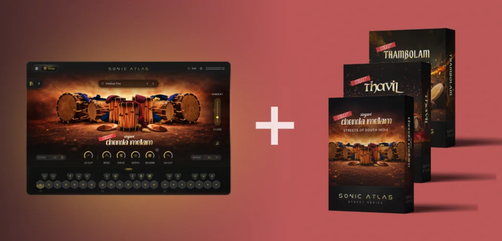 Pitch Innovations「Streets of South India – 3 Expansion Packs」南インドのストリートと祭礼で鳴り響く打楽器アンサンブルをDAWで演奏できる!ループに頼らないプレイアブル設計のリズム拡張パック|DTMプラグインセール