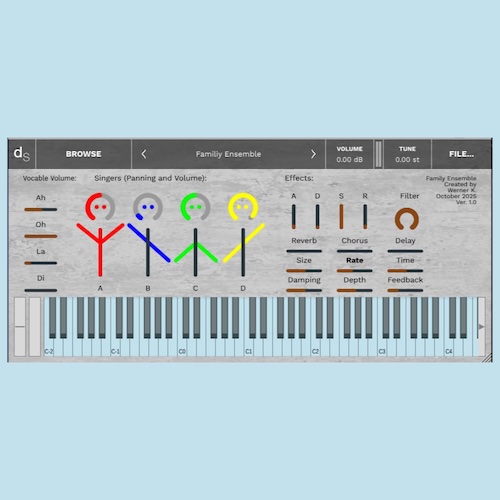 Werner K.「Family Ensemble」家族4人の声を収録し、重ね方次第で表情が変わる、親密さを重視したボーカルライブラリ｜DTMプラグインセール