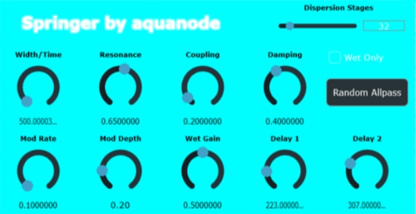 Aqua Node「Springer Spring Reverb VST」ダブ系のうねる空間からレーザーのような過激サウンドまで！スプリングらしさを極端に楽しめるリバーブ｜DTMプラグインセール