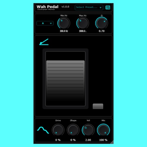 Dystopian Waves「Wah Pedal」クラシックなワウペダルの操作感を再現しながら、周波数や動きを細かく作り込める柔軟性を備えた多機能ワウエフェクトプラグイン｜DTMプラグインセール