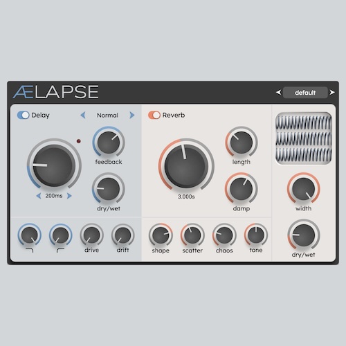 s-audio「ÆLAPSE」ギターからシンセ、ドラムまで自然に溶け込む、アナログ発想のテープディレイ系リバーブプラグイン｜DTMプラグインセール