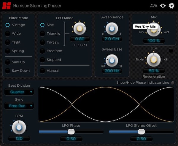 Harrison「Stunning Phaser」フェイザーが強くかかりすぎる問題を解決する、揺れの質感まで作り込めるモジュレーションプラグイン｜DTMプラグインセール