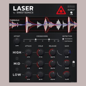 Sweetsonics「Laser」サイドチェインを時間軸で精密コントロール！トランジェント検出とマルチバンド処理で自然なダッキングを実現するエンベロープシェイパー｜DTMプラグインセール