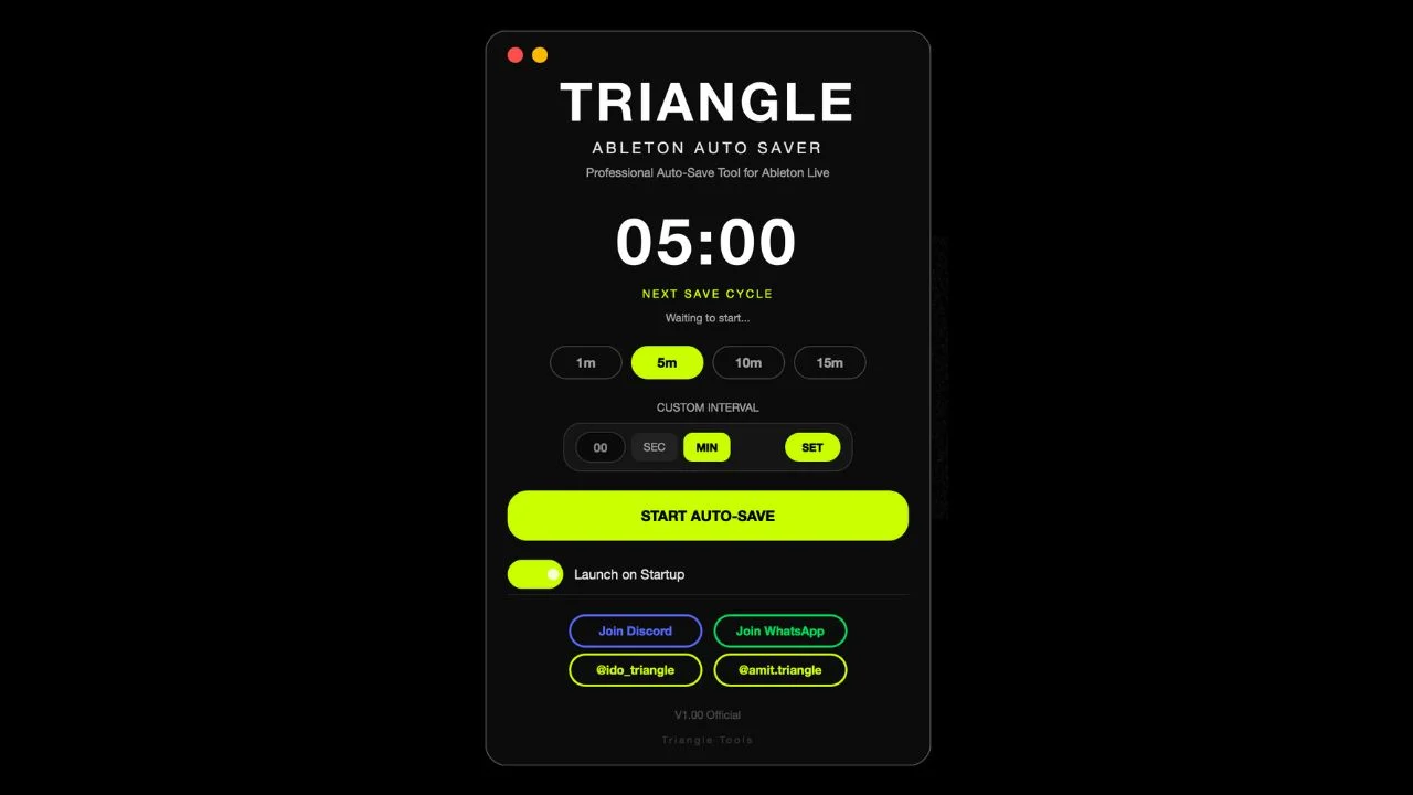 Triangle Tools「Triangle Ableton Auto Saver (Mini) V.1.0」Ableton Liveの保存忘れをゼロにする！制作を止めずに自動保存できるmacOS専用ツール｜DTMプラグインセール